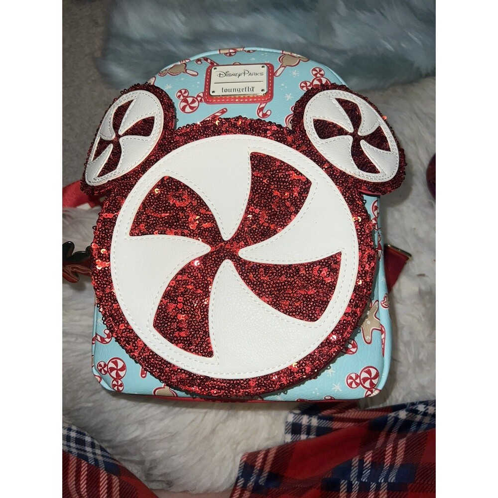 Disney Parks 2022 Mickey Mouse Christmas Peppermint Candy Gingerbread Backpack
